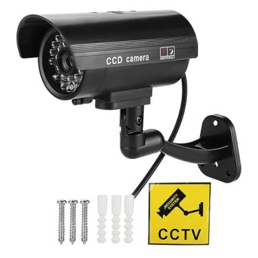 Imagem de Câmera falsa de led com flash qanyegn, monitor de vigilância cctv falso, câmera de simulação com luz led piscante para ambientes internos e externos