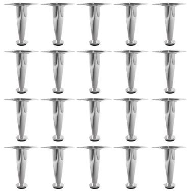 Imagem de Kit 20 Pé Para Móveis Regulável Cônico Cromado 12cm em Aço - HD