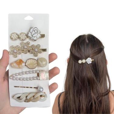 Imagem de Kit 6 Acessórios Cabelo Presilha Grampo Pedras Luxo Strass - Grampo De