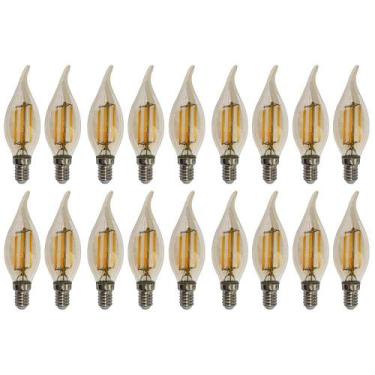 Imagem de Kit 18 Lâmpadas Filamento Led Vela Bico Torto Âmbar 4W E14 2700K - Esq
