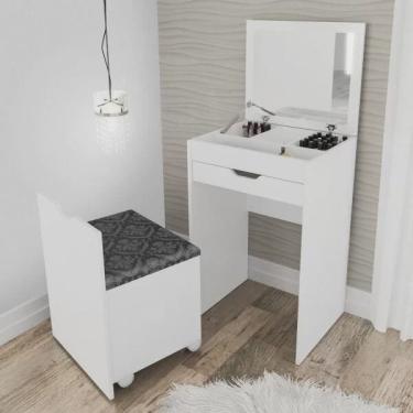 Imagem de Penteadeira Compacta com Espelho Pe2007 Tecno Mobili Branco / Floral Marrocos