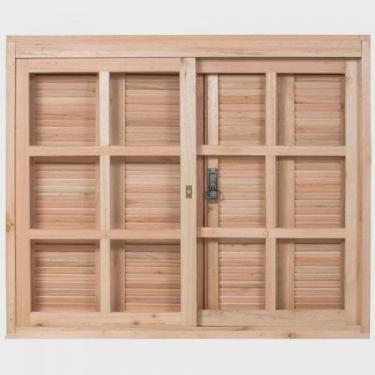 Imagem de Janela de Madeira Veneziana 100x120cm Com Caixilho 14cm ewk 130 Rondosul