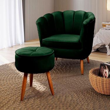 Imagem de Poltrona Decorativa Com Pés De Madeira Speciale Home Verde