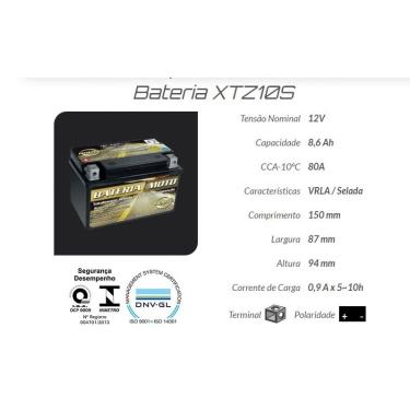 Imagem de Bateria Moto Route XTZ10S Yamaha yzf R1 2004 > 2015 Similar Ytz10s