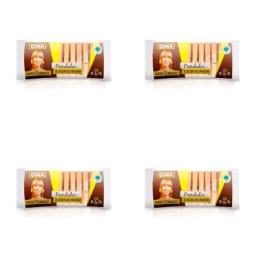 Imagem de Kit 4 Und Prendedor De Roupa Gina Madeira 12 Und