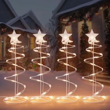 Imagem de Árvore de Natal iluminada em espiral ao ar livre tigomoov, pacote com 4