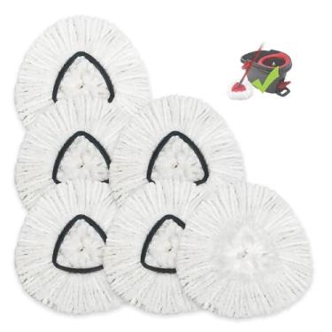 Imagem de Pacote com 6 cabeças de substituição de mop compatíveis com Spin Mop, refil de microfibra Spin Mop, substituição de cabeça de esfregão de limpeza fácil 100% cabeças de refil de esfregão de microfibra, cabeças de substituição de mop para spin moop