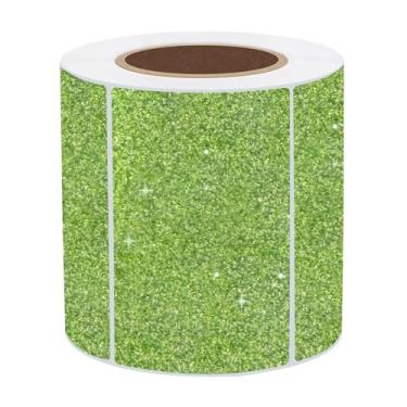 Imagem de Etiquetas térmicas holográficas de 7 x 5 cm, etiquetas adesivas térmicas verdes com glitter, adesivos de impressora térmica à prova d'água para preço, código de barras, nome, design de logotipo