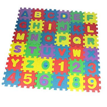 Imagem de harayaa Conjunto de 36 Quebra-cabeças com Letras, Números, Espuma, Macio, Engatinhando, Conjunto de Tapetes de Exercícios para Bebês, 6cmx6cm