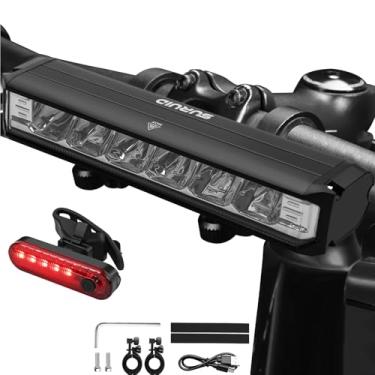 Imagem de Suruid Luz de LED super brilhante para bicicleta, recarregável por USB, 5 modos, farol de bicicleta à prova d'água com lanterna traseira, luz de corrida diurna, ciclismo off-road MTB deslocamento