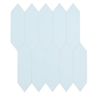 Imagem de Miscasa Azulejo hexagonal longo azul celeste para cozinha e banheiro, azulejos autoadesivos de parede de cerâmica fosca sintética fácil de instalar, 6 folhas