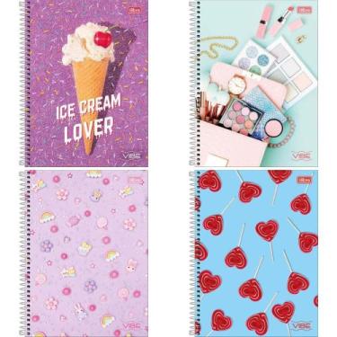 Imagem de Caderno 10X1 Capa Dura Vibe 160 Folhas Feminino Pacote com 4 - Tilibra