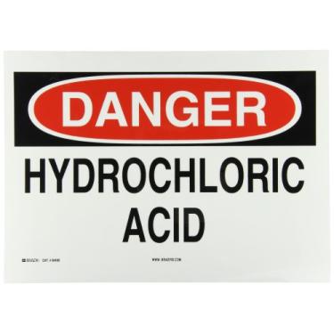 Imagem de Brady 84408 Placa autoadesiva de poliéster químico e materiais perigosos, 25,4 cm x 35,5 cm, legenda "ácido clorídrico"