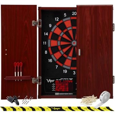 Imagem de Viper Neptune Teclado Eletrônico de Dardos, Estilo Clássico de Porta de Gabinete, Segmentos Resistentes de Teste de Alvo para Durabilidade Durável, Painel de Marca de Cricket Espanhol Extendido para 4 Jogadores