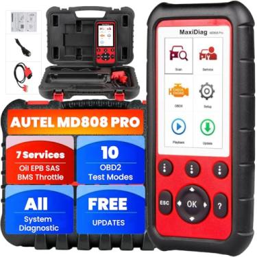 Imagem de Autel MaxiDiag MD808Pro OBD2 Car Diagnóstico Scanner Oil Reset EPB/SAS/DPF/ABS Códigos de leitura/apagamento de sangramento de bateria Registro e redefinição de serviço de partículas diesel Live Data Lite de MP808/DS808