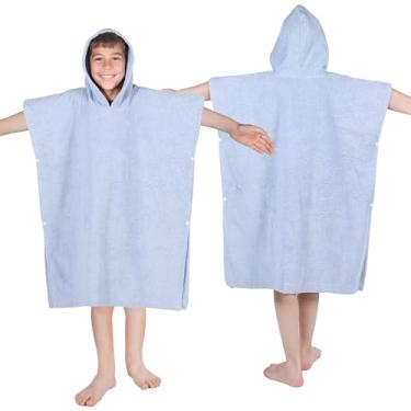 Imagem de Superior Poncho de algodão felpudo infantil, toalha de banho macia e absorvente com capuz, acessórios de banheiro, longos, roupões de banho de pelúcia para banho, chuveiro, spa, resort, hotel, praia