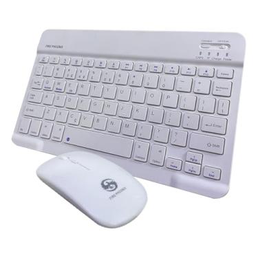 Imagem de Kit Teclado Mouse Bluetooth Sem Fio Tablet Notebook Bk-8088 (Branco)