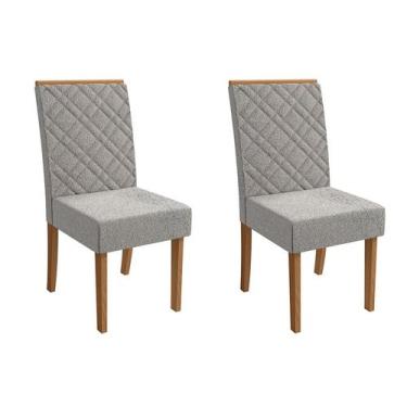 Imagem de Conjunto com 2 Cadeiras Gardênia Bouclé Cinza e Canela - Kappesberg