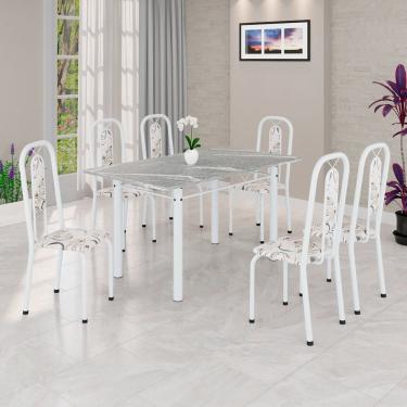 Imagem de Conjunto Sala de Jantar com 6 Cadeiras Lívia Arabesco/ Branco