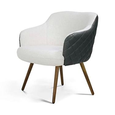 Imagem de Poltrona Jade corano concreto matelassê/linho bruma pés palito