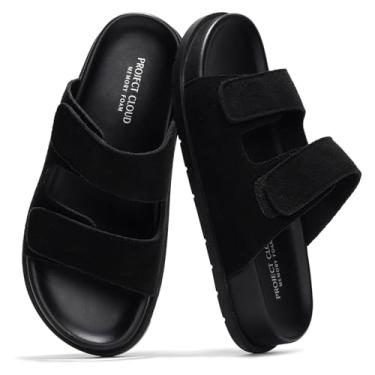 Imagem de Project Cloud Sandálias Plataforma Femininas - Calçados Confortáveis De Verão Com Palmilha Espuma Viscoelástica E Tiras Ajustáveis, Uso Casual Feminino (Elegante, Camurça Preta, 9)