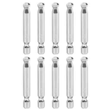 Imagem de HARFINGTON 10 peças de pontas esféricas hexagonais H6 (6 mm) cabeça 1/10.2 cm haste sextavada 50 mm (2") de comprimento magnético S2 aço métrico chave de fenda chave de broca soquete ferramenta