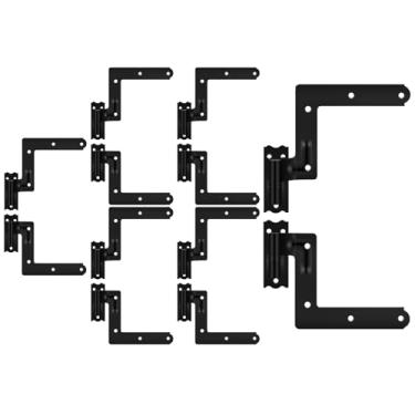 Imagem de Moxweyeni Pacote com 12 (6 pares) Dobradiça de obturador de aço cego de 3,5 cm Preto de ferro forjado Dobradiças reversíveis para moldura de madeira resistente, tijolo, portas, janelas (preto)