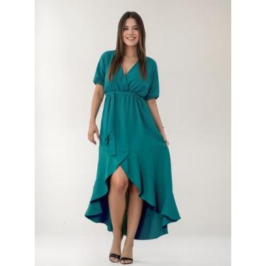 Imagem de Vestido Feminino Elegante Midi Mullet Com Babado - Casual Dress, Marsa