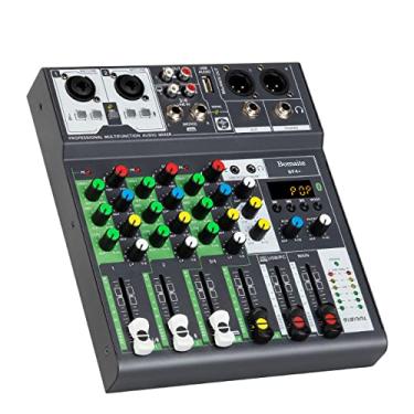 Imagem de bomaite Bf4+ Mini Áudio Dj Mixer Placa De Som Console Sistema, 4 Canais 48V Phantom Power Com Bluetooth Usb Mp3 Estéreo Estúdio Transmissão Ao Vivo Para Gravação Profissional Computador Festa Ktv Pa
