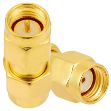 Imagem de POBADY 2PCS SMA Macho para RP-SMA Macho RF Coaxial Adaptador 50 Ohm Adaptador Conversor para Antena Roteador Cabo Coaxial