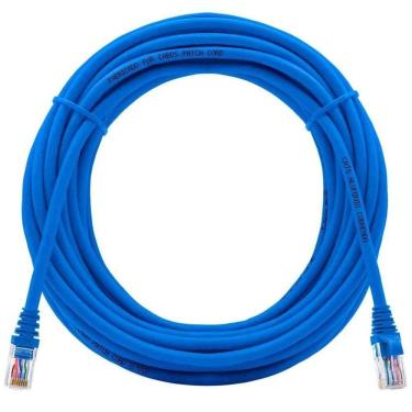 Imagem de Cabo Rede Cat6 20m Com Rj45 Crimpado Azul Lan Utp 20 Metros