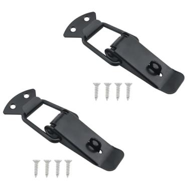 Imagem de ZZLZX 2 peças de travas de mola 8 parafusos de aço inoxidável com mola 4,3 x 3,5 x 1,5 x 1,5 x 1,5 x 1,8 cm para montagem de caixas de armário mala preta