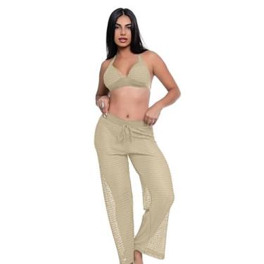 Imagem de Saída De Praia Calça Crochê Tela Vazado Estilo Verão Leve - Hype Modas