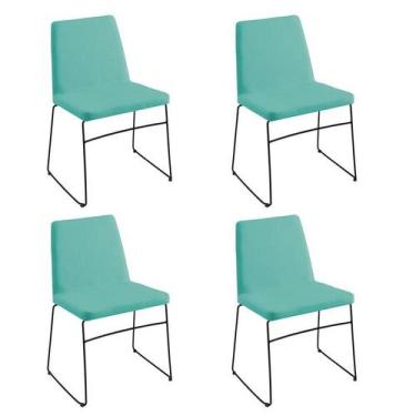 Imagem de Jogo Cadeira Paris Linho Verde 80x46x50 cm Daf 4 Unidades