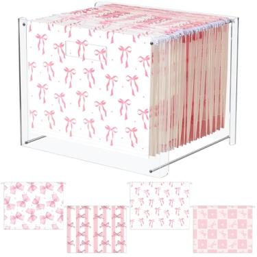 Imagem de Dispowreath 24 pastas de arquivos suspensas com organizador de acrílico para carta/a4 tamanho a4 caixa de armazenamento de arquivos transparente com alças para uso doméstico, trabalho e escritório