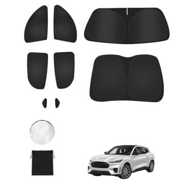 Imagem de 8 peças de persianas para Ford Mustang Mach-E (2021-2025) Acessórios – Cobertura total para janelas laterais, triangular traseiro e para-brisa – Proteção UV e privacidade para acampar, cochilar