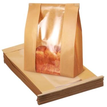 Imagem de JECOMPRIS 50 Sacos De Papel Para Pão: Kraft Com Janela, Lata Trava Torradas, Biscoitos E Grãos Café