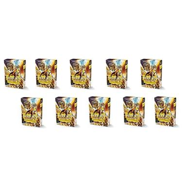 Imagem de 10 Packs Dragon Shield Matte Mini Japanese Gold 60 ct Card Sleeves Display Case