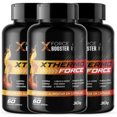 Imagem de KIT X Thermo Force Suplemento Termogênico Natural | Cafeína, Taurina, L-Tirosina, Gengibre, Laranja Moro, Chá Verde, Pimenta Preta (Peperina), Pimenta Caiena - 3 UN 180 Cápsulas