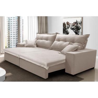 Imagem de Sofá Retrátil e Reclinável 2,32m com Molas Ensacadas Cama inBox Prime. Tecido Linho