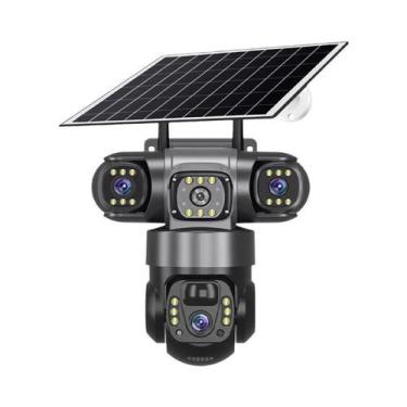 Imagem de Câmera IP Solar 6K 12MP Com Três Lentes 4G PTZ Externa Visão Noturna C