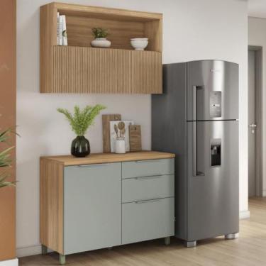 Imagem de Cozinha Completa 2 Peças 2 Portas 3 Gavetas 1 Nichos 100% MDF - Faura,