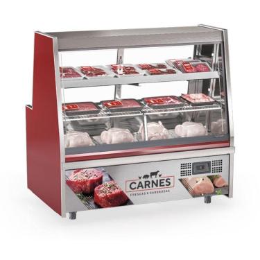 Imagem de Balcão De Frios E Avícola Aquecido Grta150a Gelopar Expositor De Carnes 1,5mt Vermelho 220v