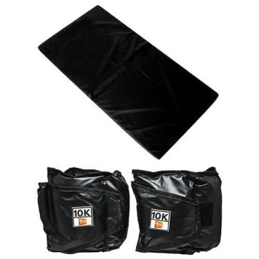 Imagem de Kit Colchonete Preto + Par de Caneleira Tornozeleira De Peso 10kgs Pro