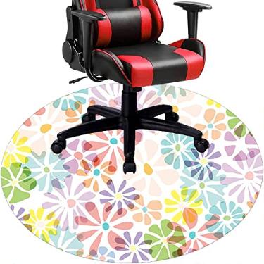 Imagem de Tapete de cadeira de escritório com flores, textura de flor, tapete de cadeira de mesa para piso de madeira de escritório doméstico, protetor de piso de pilha baixa multiuso, redondo, 99 cm