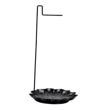 Imagem de Bothyi Porta-incenso para enfeite de varetas com bandeja inferior de lótus, queimador de incenso de ferro para festa, sala de estar, meditação, decoração de