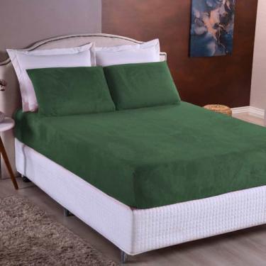 Imagem de Lençol De Plush 3 Peças Solteiro Casal Padrão Queen King COM ELÁSTICO A VOLTA TODA(verde,King 3 Peças)