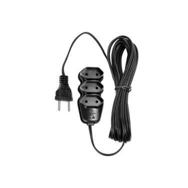 Imagem de Extensão Elétrica 3 Tomadas Pl 2x0,75 5m Preta - VINIK