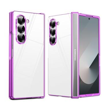 Imagem de Capa para Galaxy Z Fold 6, proteção de dobradiça, leve, slim fit, proteção contra quedas, capa robusta para Galaxy Z Fold 6 5G PC rígido à prova de choque, processo de galvanoplastia roxa 26-03