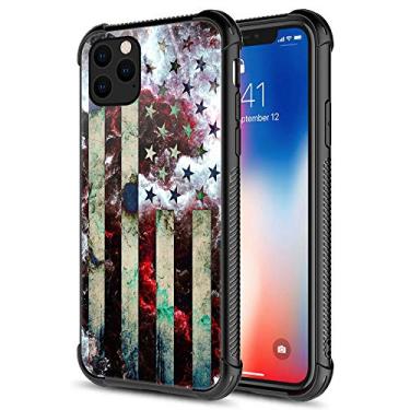 Imagem de Capa para iPhone 11, capa de vidro temperado com textura de madeira vermelha preta para meninos e meninos, design gráfico de vidro temperado 9H, à prova de choque, antiarranhões, capa de vidro temperado para Apple iPhone 11, iPhone 11 Pro Max(6.5 inch), Us Flag Stardust